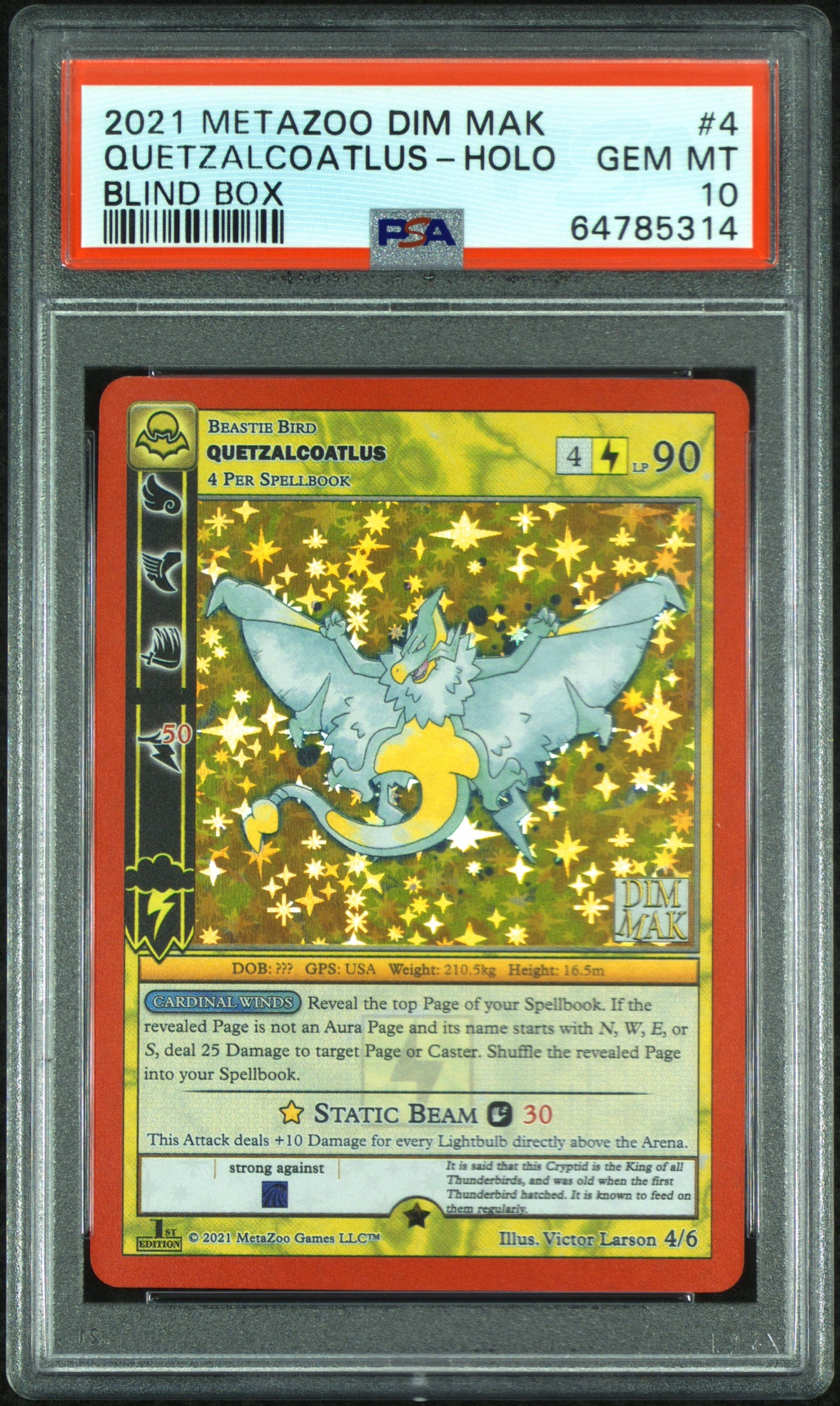 PSA 10: 2021 Metazoo Dim Mak Blind Box 4 Quetzalcoatlus-Holo