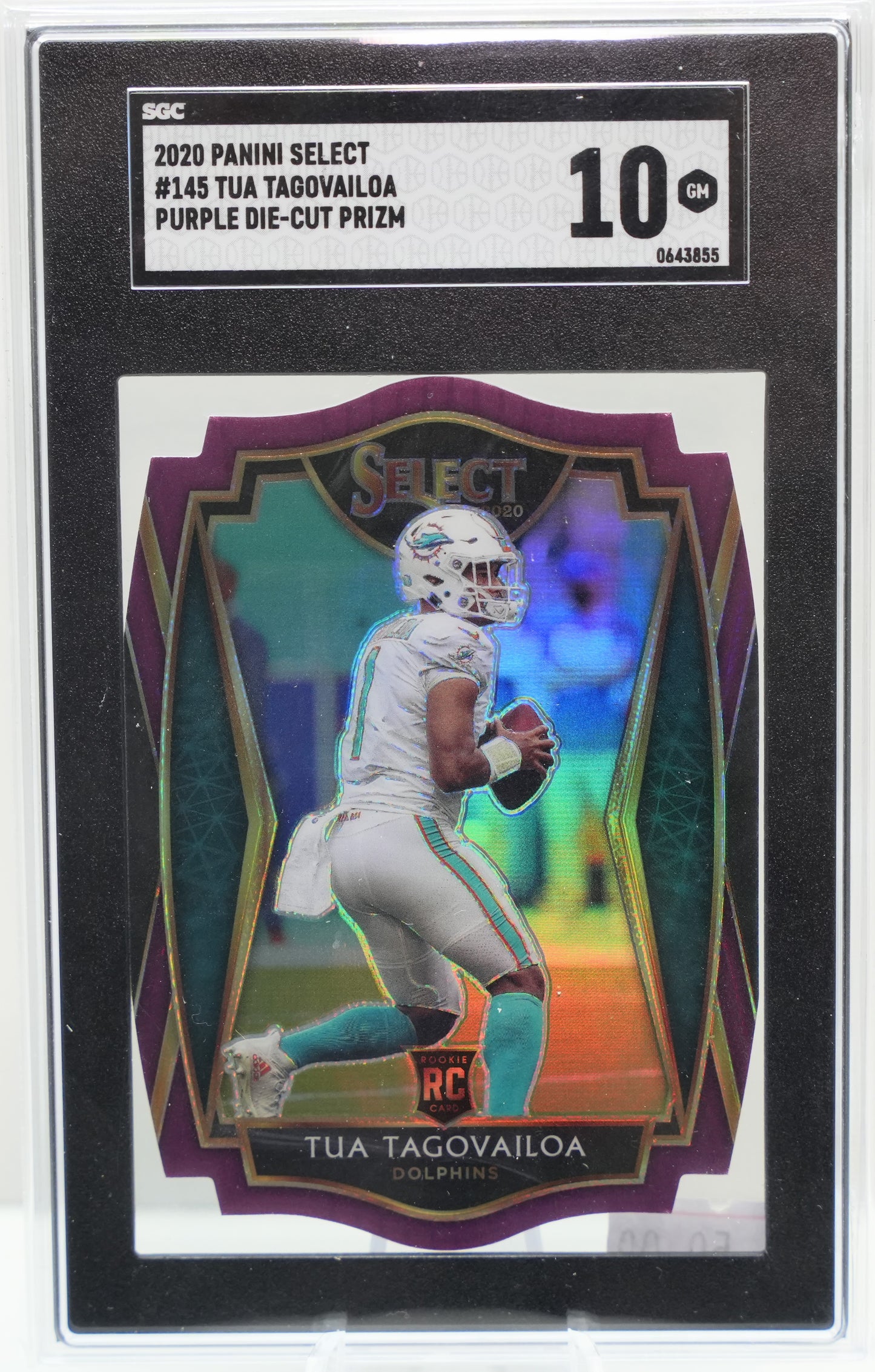 SGC 10: 2020 Panini Select Tua Tagovailoa #145 Purple Die-Cut Prizm