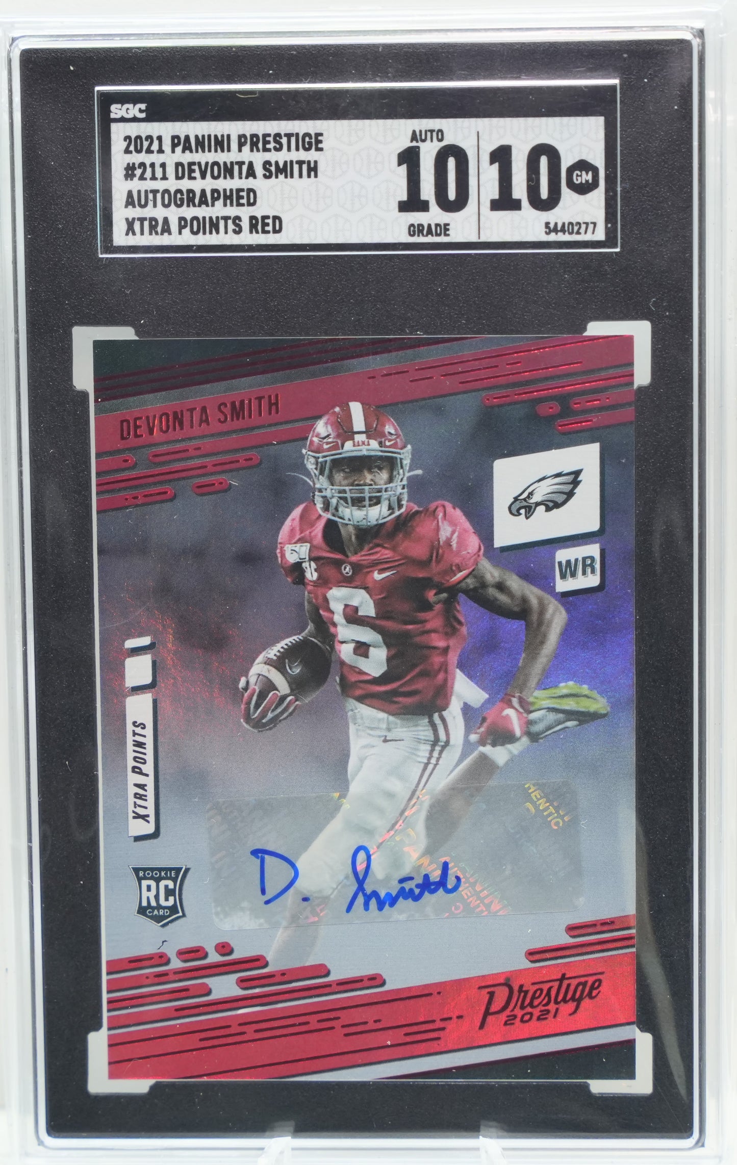 SGC 10: 2021 Panini Prestige #211 Devonta Smith Autograph Xtra Points Red