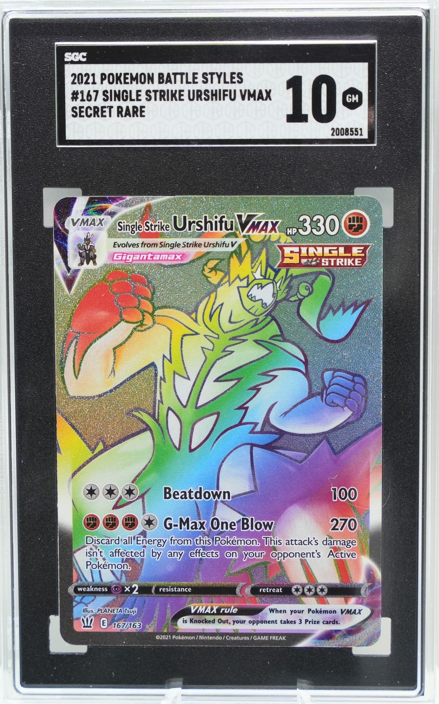 SGC 10: 2021 Pokemon Battle Styles #167 Single Strike Urshifu VMAX Secret Rare