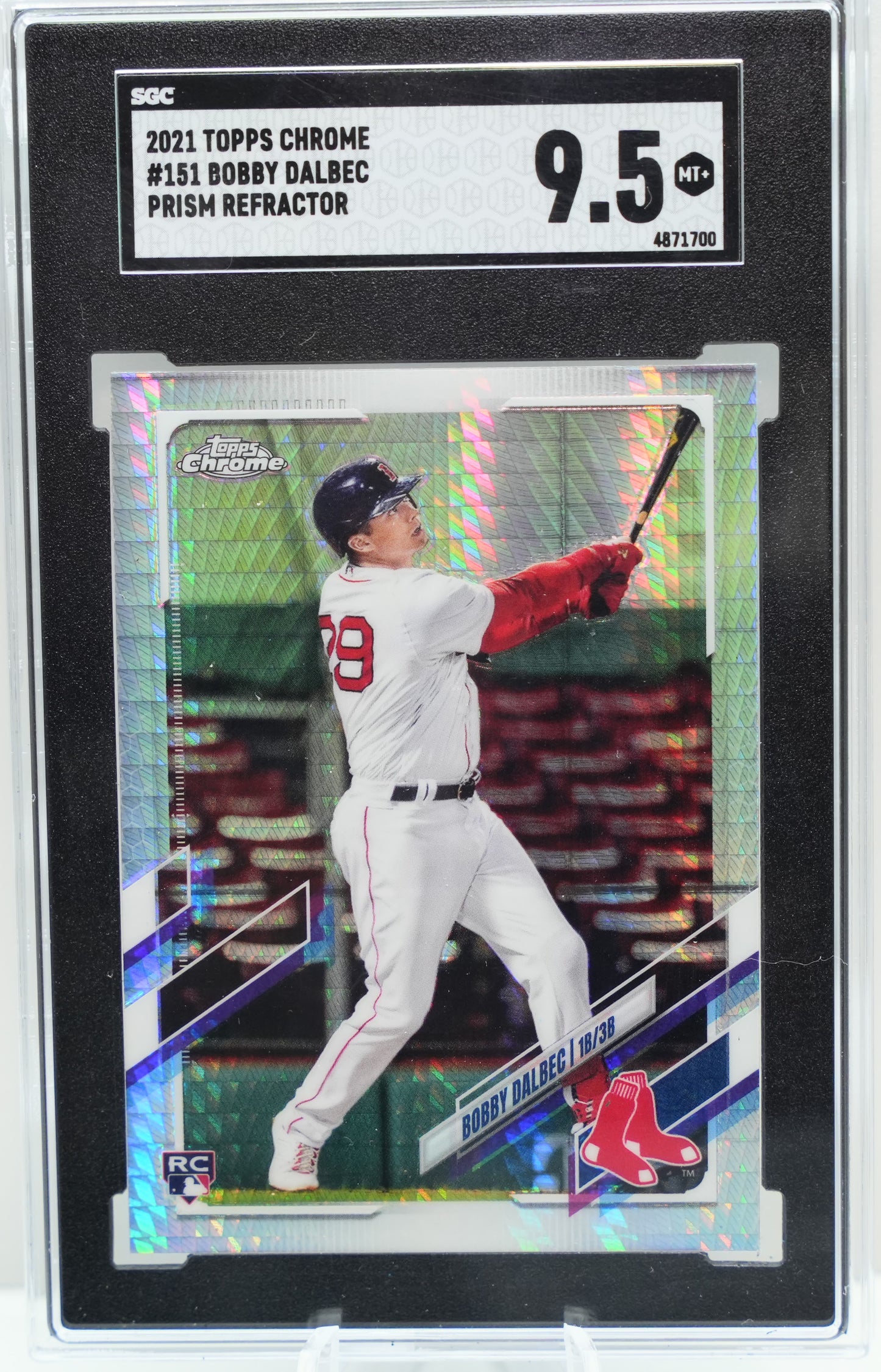 SGC 9.5: 2021 Topps Chrome #151 Bobby Dalbec Prism Refractor