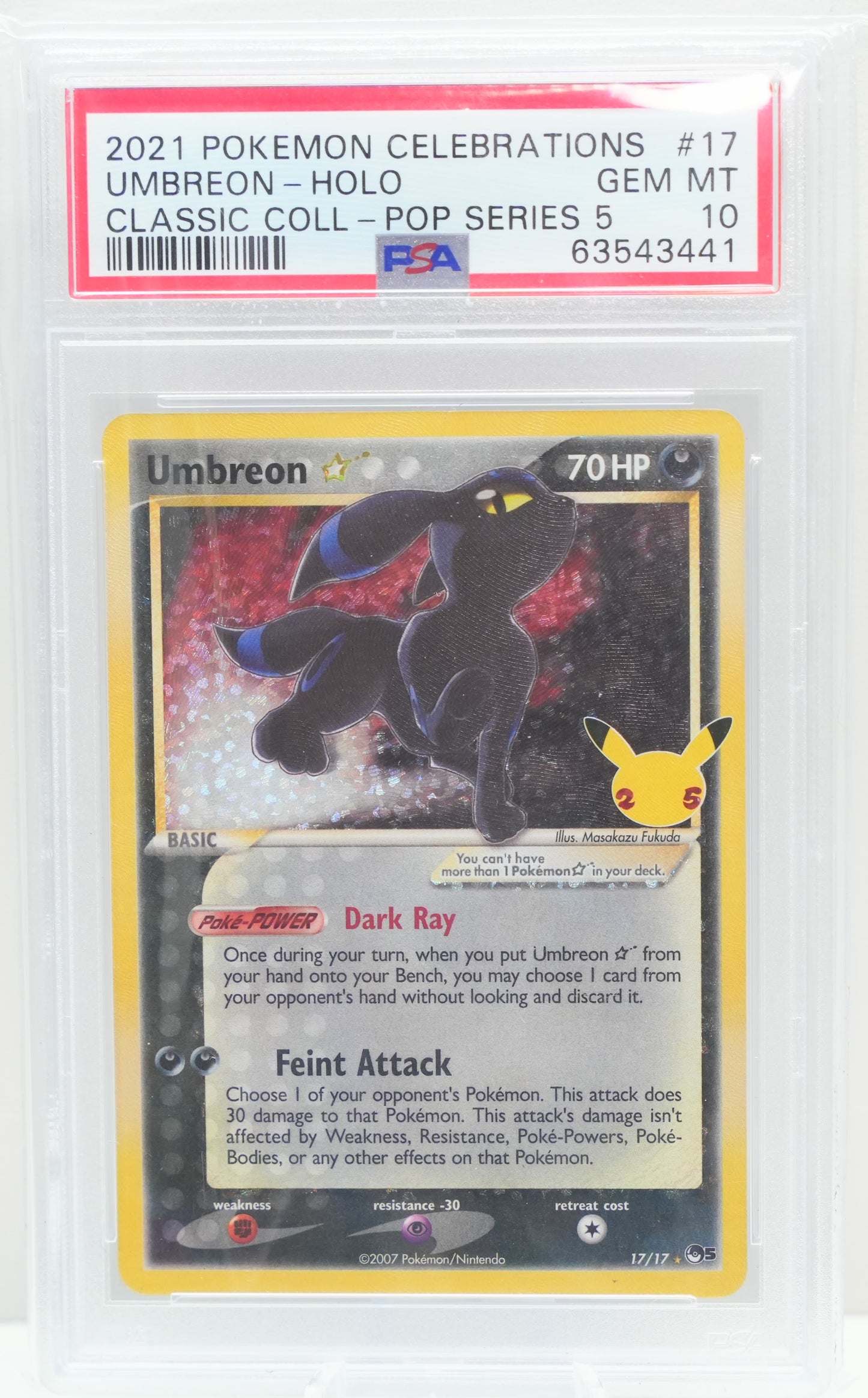 PSA 10: 2021 Pokemon Celebrations Classic Collection Umbreon Gold Star