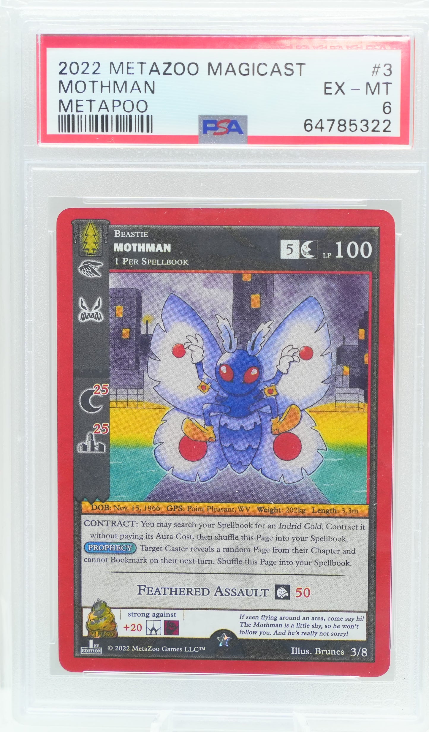 PSA 6: 2022 Metazoo Magicast Metapoo 3 Mothman