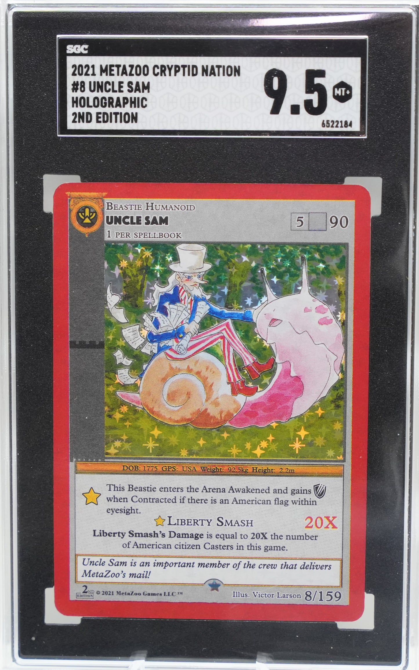 SGC 9.5: 2021 MetaZoo Cryptid Nation 2nd Ed. #8 Uncle Sam