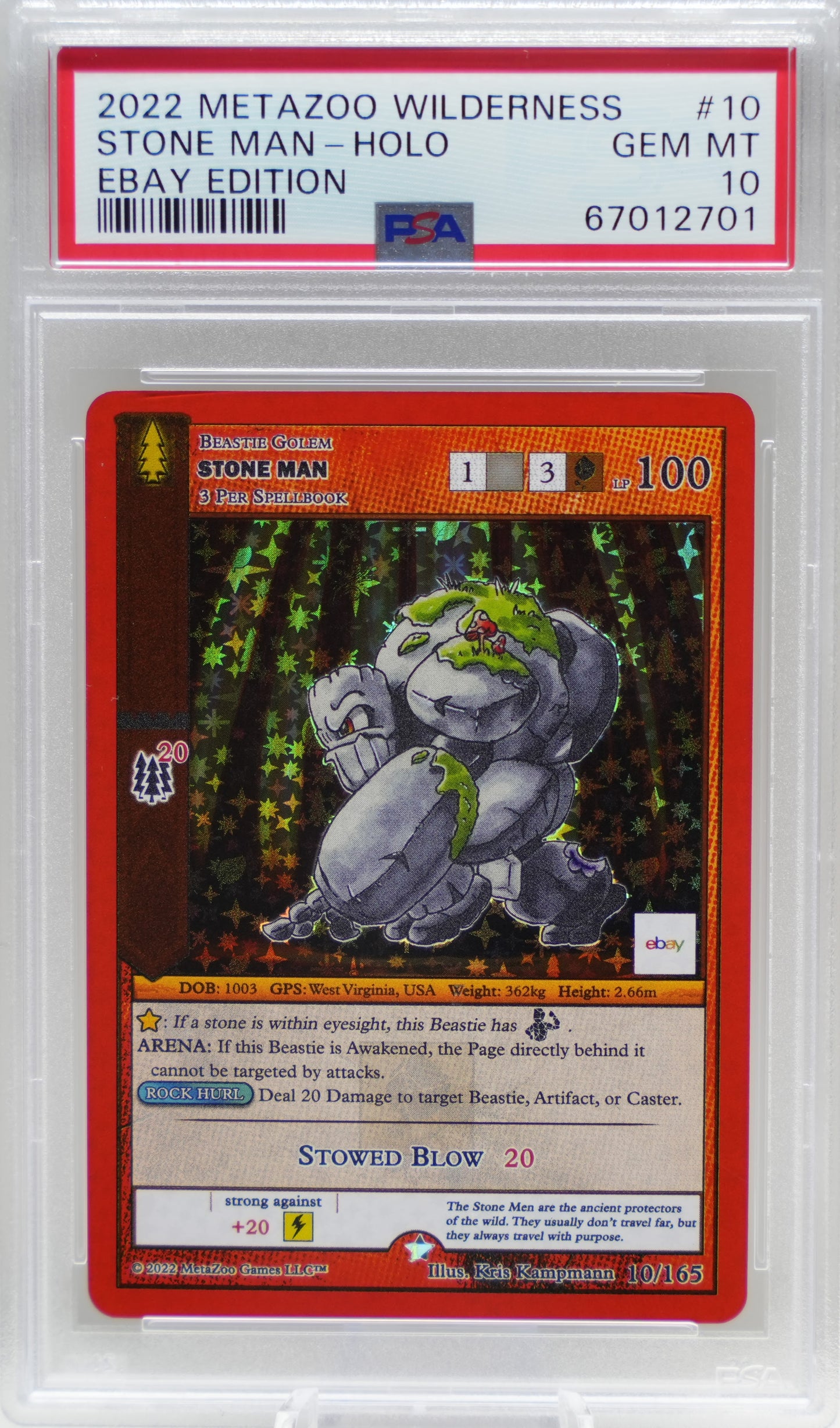 PSA 10: 2022 Metazoo Wilderness 10 Stone Man-Holo Ebay Edition