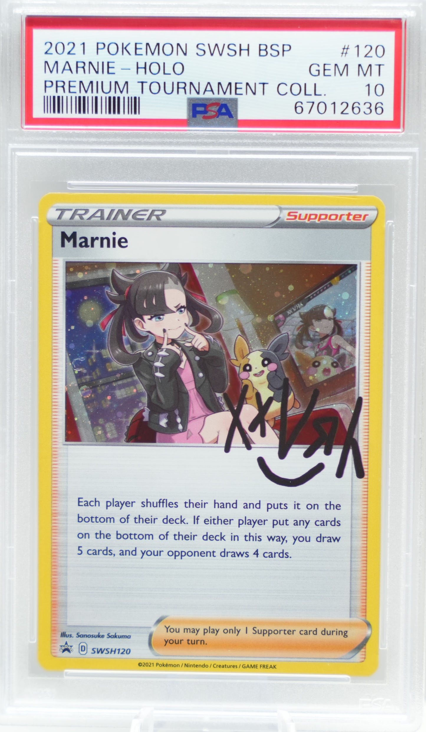 PSA 10: 2021 Pokemon Swsh Black Star Promo 120 Marnie-Holo Marnie Premium Tournament Collection