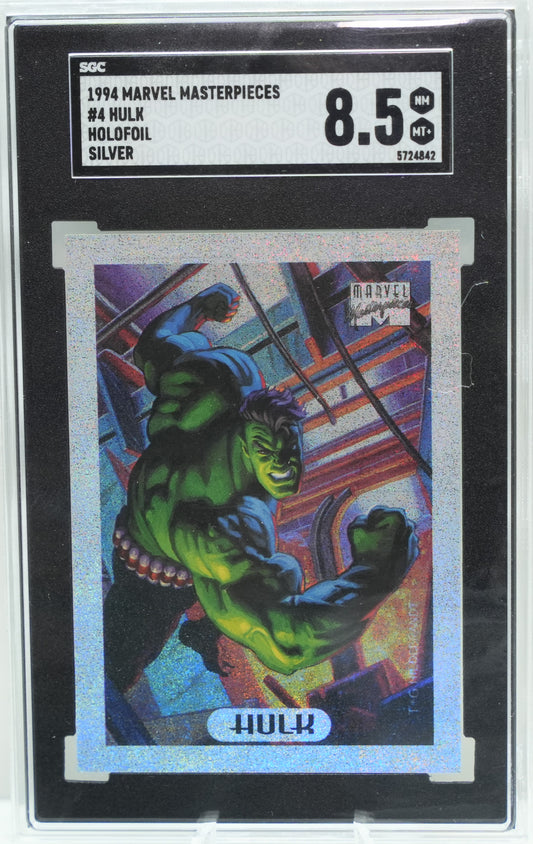 SGC 8.5: 1994 Marvel Masterpieces #4 Hulk Holofoil Silver